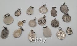 Lot 17 Small Antique Religious Medals Solid Silver #F8