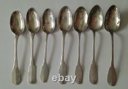 Lot 7 Small Silver Spoons Massif Xviiith Old Punches To See 61,8g
