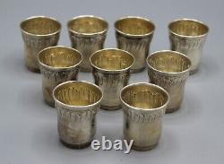 Lot Anciennes Goblet Service A Liqueur Argent Massif Minerve Decor Rocaille