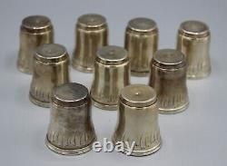 Lot Anciennes Goblet Service A Liqueur Argent Massif Minerve Decor Rocaille