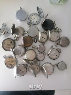 Lot Of 21 Watches With Old Silver Gousset And Other For Parts/restore