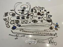 Lot Of Antique And Modern Jewelry Silver Massif 225 G