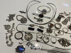 Lot Of Antique And Modern Jewelry Silver Massif 225 G