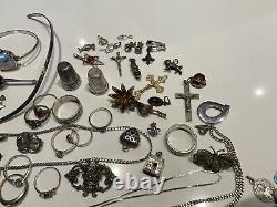 Lot Of Antique And Modern Jewelry Silver Massif 225 G