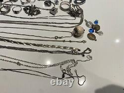 Lot Of Antique And Modern Jewelry Silver Massif 225 G