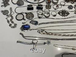 Lot Of Antique And Modern Jewelry Silver Massif 225 G