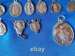 Lot of 32 Antique Religious Medals in Solid Silver No. 8