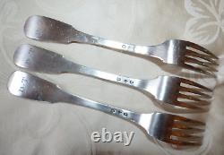 Lot of 3 Antique Solid Silver Forks with Vieillard Hallmark 185 grams 19th century