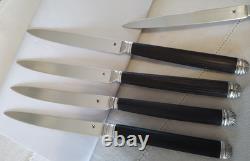 Lot of Antique 18th-Century Solid Silver and Ebony Knives