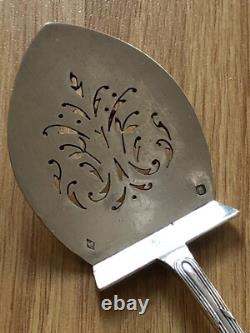MAGNIFICENT antique SIFTING SPOON in SOLID SILVER Widow COMPERE