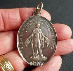 MIRACULOUS MEDAL Solid Silver Vintage Antique from France Signed Pendant