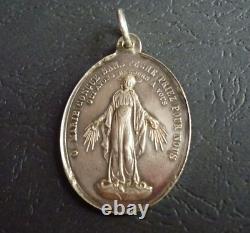 MIRACULOUS MEDAL Solid Silver Vintage Antique from France Signed Pendant
