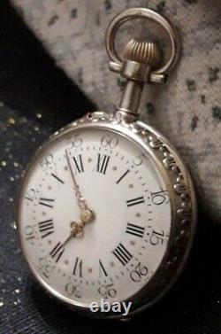 Magnificent Ancient Chatelaine Clavet Silver Massif + His Beautiful Watch Decors