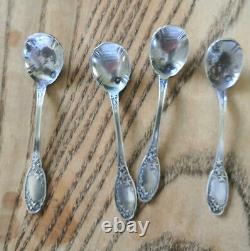 Magnificent And Ancient Set Of 4 Silver And Crystal Pores And 4 Spoons