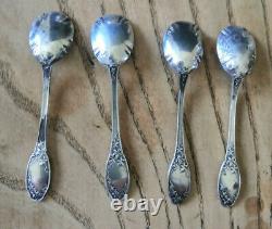 Magnificent And Ancient Set Of 4 Silver And Crystal Pores And 4 Spoons