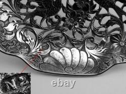 Magnificent Antique Silver Tea Strainer, richly chiseled Dutch style