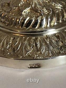 Magnificent Former Succier Rare In Argent Massif Decoration At Cygnes Style Empire