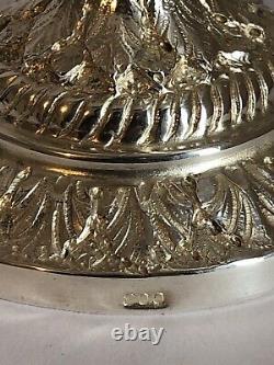 Magnificent Former Succier Rare In Argent Massif Decoration At Cygnes Style Empire