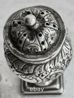Magnificent Old Fire-parfum In Solid Silver English Punch