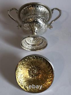 Magnificent RARE antique SUGAR BOWL in SOLID SILVER with SWAN decoration in EMPIRE style