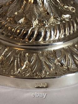 Magnificent RARE antique SUGAR BOWL in SOLID SILVER with SWAN decoration in EMPIRE style