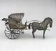 Magnificent Ancient Cart And Miniature Horse In Filigree Solid Silver