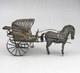 Magnificent Antique Cart And Miniature Horse In Filigree Solid Silver
