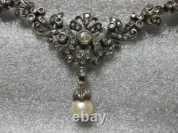 Magnifique Ancien Collier Serti De Diamants Taille Rose Epoque 19th