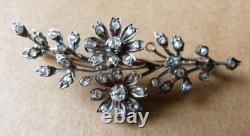 Massive gold + silver + diamond brooch Antique jewelry 19th century