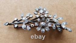 Massive gold + silver + diamond brooch Antique jewelry 19th century