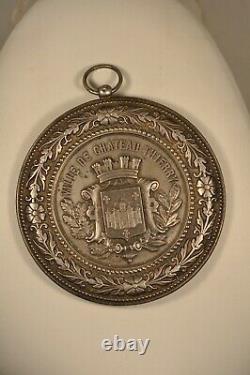 Medaille Silver Massif Decoration Former Firefighters Chateau Thierry Fireman Medal