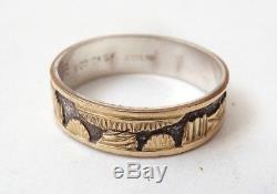 Men's Ring Ring Silver And Gold Old Inuit Art Eskimos Silver Ring