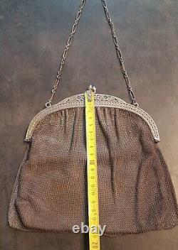 Minaudiere Ancienne Bag Maille Art Nouveau Argent Massif (poinçon)