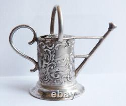 Miniature silver watering can Antique silver Angel Putti