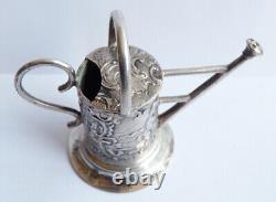 Miniature silver watering can Antique silver Angel Putti