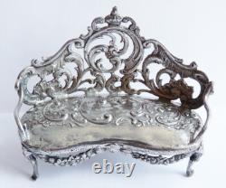 Miniature sofa bench furniture in solid silver, antique, 39 g
