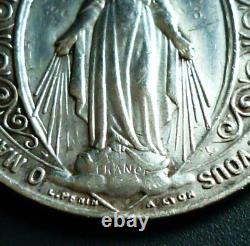 Miraculous Medal Solid Silver Antique Jewelry Pendant Chain Vintage Necklace