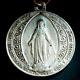 Miraculous Medal In Solid Silver 800, Antique, Signed Penin In Lyon, Engraved Vtg
