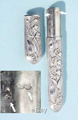 Muguet Old Needle Case Silver Needle Couture Antique Lily Valley Case
