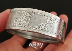 Napoleon III Antique Chiseled Bracelet In Sterling Silver