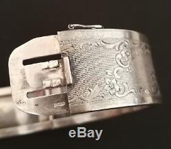 Napoleon III Antique Chiseled Bracelet In Sterling Silver