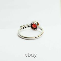 Natural Certified Silver Massive 3ct Red Grenat Handmade Ancient Elle Ring Us12
