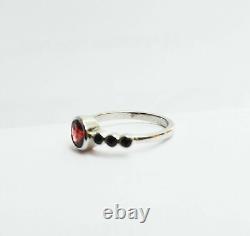 Natural Certified Silver Massive 3ct Red Grenat Handmade Ancient Elle Ring Us8