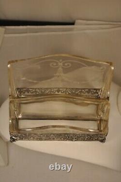 Necessary Office Old Silver Massive Antique Crystal Solid Silver Office Set
