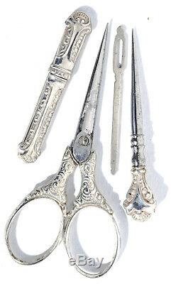 Necessary Old Miniature Sewing Chatelaine Money Case Sewing Scissors Set