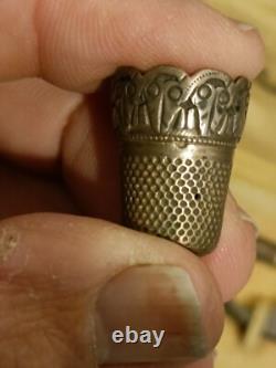 Necessary Sewing Kit in Solid Silver with Antique Case