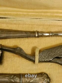 Necessary Sewing Kit in Solid Silver with Antique Case