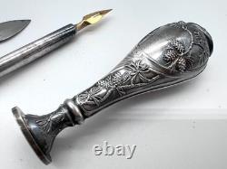Necessary writing set ancient sterling silver 800 hallmarks ARO box 19th century