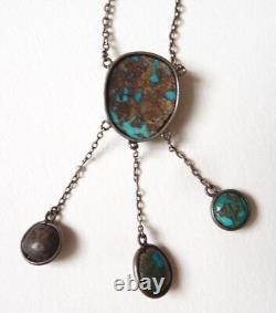Neglected silver and turquoise antique necklace