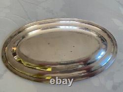 OLD BEAUTIFUL SMALL OVAL SOLID SILVER PLATE TRAY 28.5/16.5 cm 236g